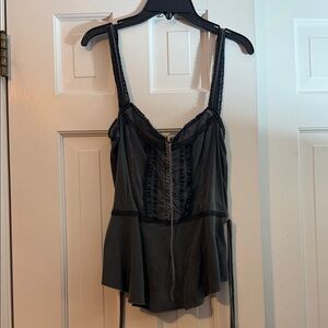 Free People Charcoal Black Lace Camisole